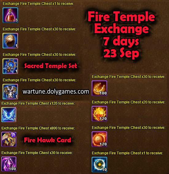 Fire Temple Exchange 7 days 23 Sep
