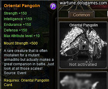 Wartune Events 30 September 2015 - Oriental Pangolin mount