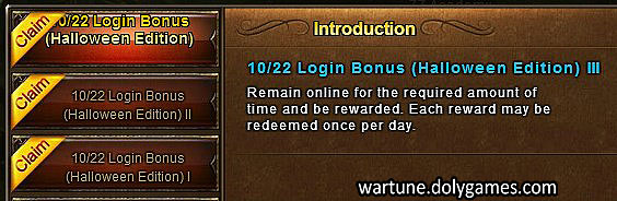 Wartune Events 22 October 2015 - Halloween events