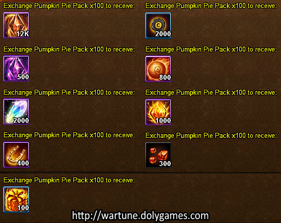Pumpkin Pie Exchange - Wartune Events 13 November 2015