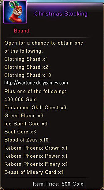 Christmas Stocking item description Wartune