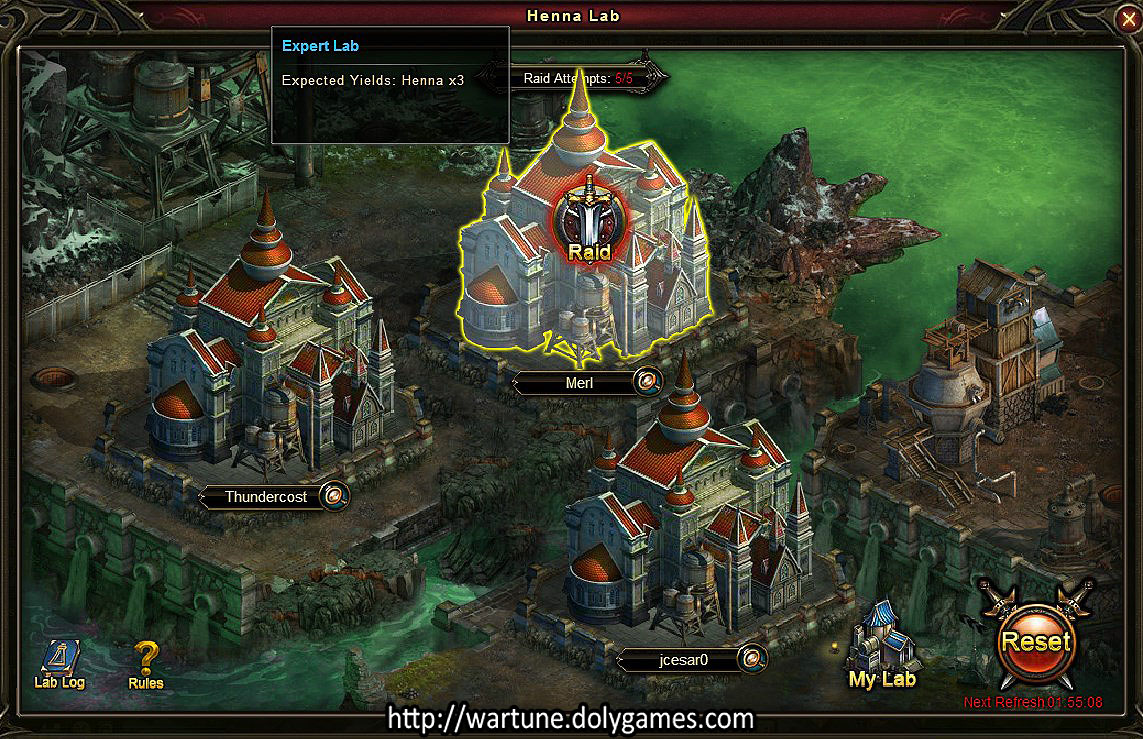Henna Lab window 3 - raiding Wartune