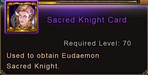 Sacred Knight Card item description Wartune