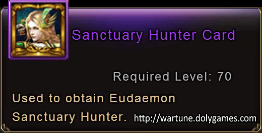 Sanctuary Hunter Card item description Wartune