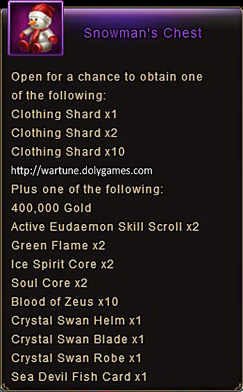 Snowman's Chest item description Wartune