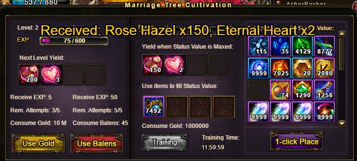 Wartune Patch 6.1 Marriage Tree Cultivation