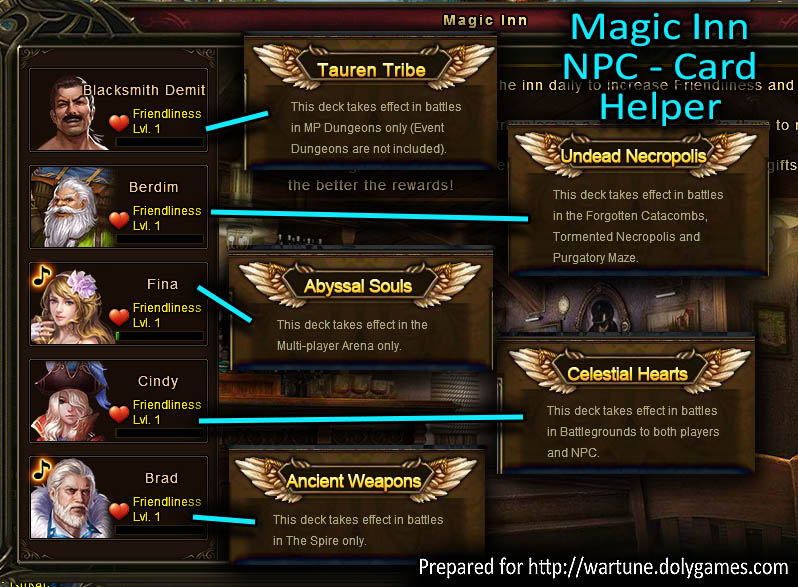 Magic Inn NPC Card Helper Wartune Patch 6.5
