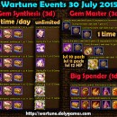 Wartune Events 30 July 2015
