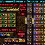 Wartune Events 3 October 2015