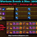 Wartune Events 6 November 2015