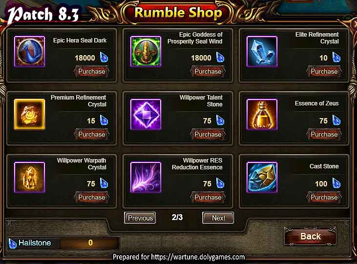 Wartune Patch 8.3 League Rumble Shop 2