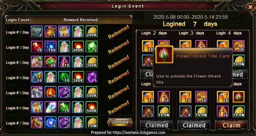 Wartune Flower Shield title 1